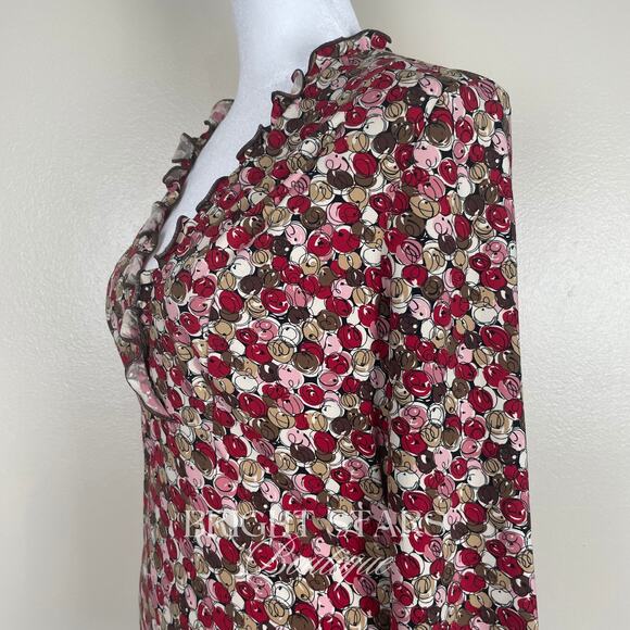 Rare Vintage Pink Print Top ASO Phoebe Buffay Friends V-Neck Faux Wrap Y2K - Picture 9 of 11